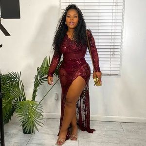 Wine Maxi Dress with Split